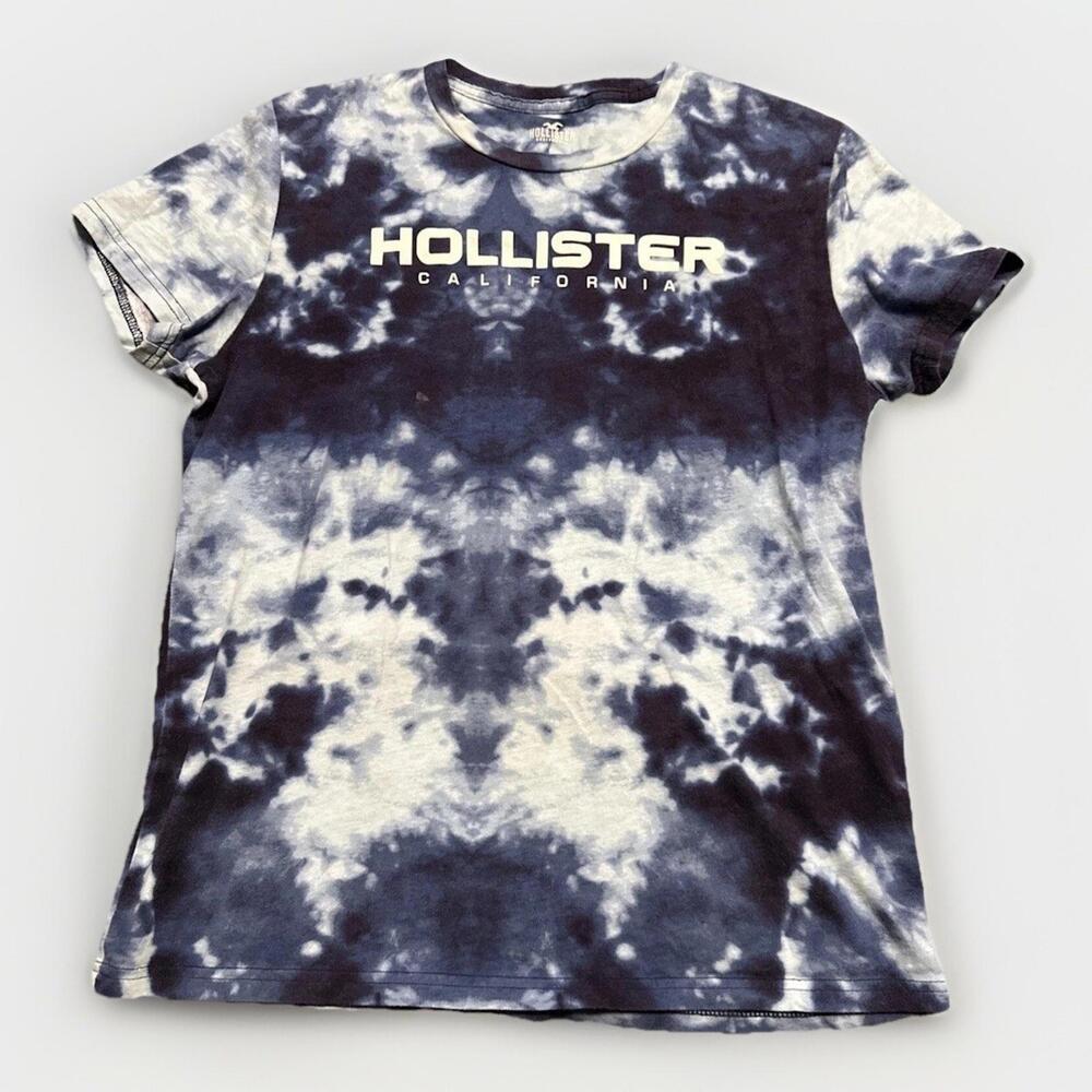 Hollister Shirt Mens Small Blue Clouds Tye Dye Surf‎ California Tee Shirt